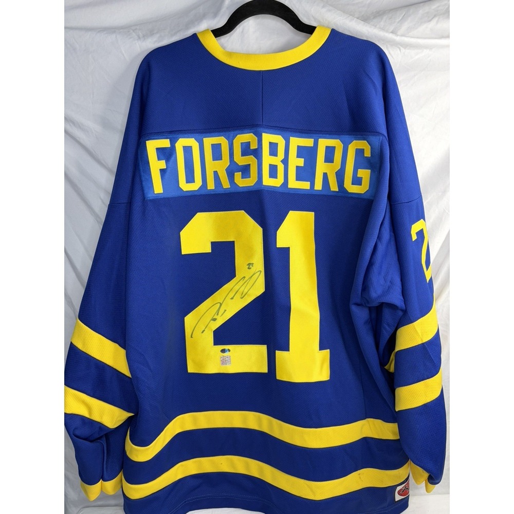 PETER FORSBERG 21 SWEDEN NATIONAL TEAM HOCKEY JERSEY "AUTOGRAPHED "